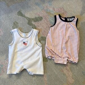 Kissy Kissy American Flag Playsuit and Busy Bee Red Striped Bodysuit 6-9 months